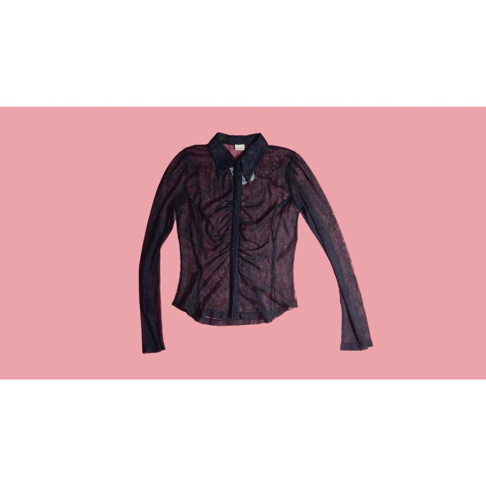1990s-Y2K. 2000s. MYSTIC Semi Sheer Long Sleeve Blouse W/HOOK & EYE Closure. S-M